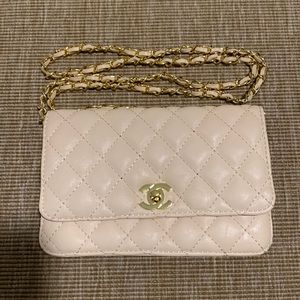 Designer inspired nude bag woc quilted wallet on chain